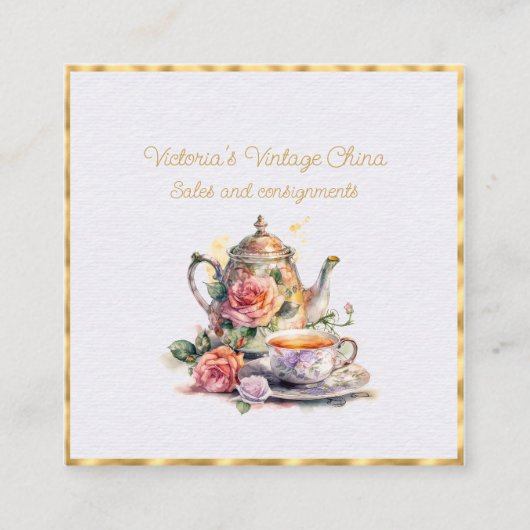 Vintage China Quadratische Visitenkarte (Vorderseite)