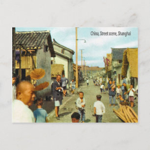 Vintage, China, Straßenszene, Shanghai Postkarte