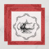 Vintage China Teapot Brautparty Party Einladung (Vorne/Hinten)