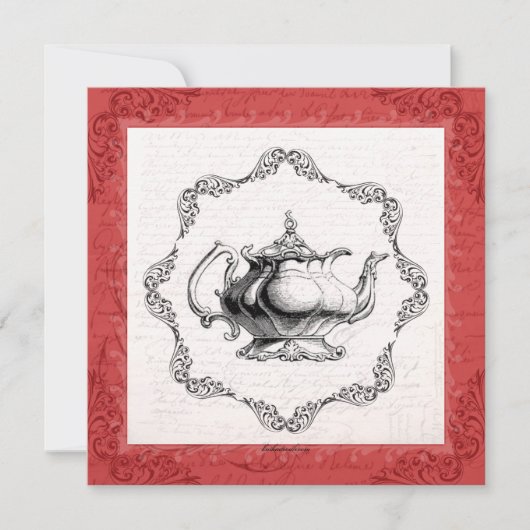 Vintage China Teapot Brautparty Party Einladung (Vorderseite)