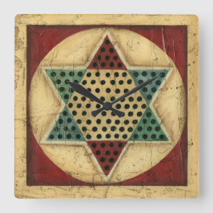 Vintage Chinese Checkerboard by Ethan Harper Quadratische Wanduhr