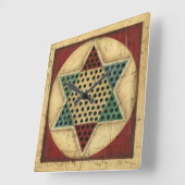 Vintage Chinese Checkerboard by Ethan Harper Quadratische Wanduhr (Winkel)