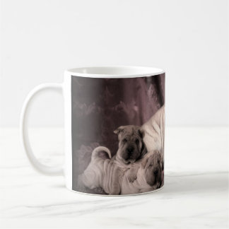 Vintage Chinese Shar Pei Falten, Welpen-Hunde Kaffeetasse