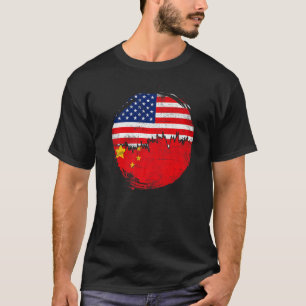 Vintage chinesisch-amerikanische Flagge Wurzeln Ch T-Shirt