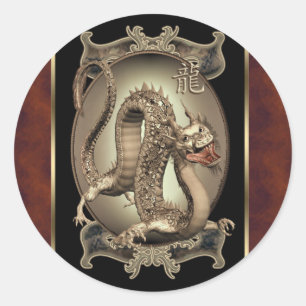 Vintage-Chinesische Drachen-Aufkleber Runder Aufkleber