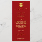 Vintage chinesische Hochzeit in Rot: doppeltes Glü Menükarte (Vorderseite)