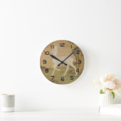 Vintage chinesische kaiserliche Kunst Weiße Hirsch Runde Wanduhr (Zuhause)