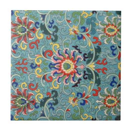 Vintage chinesische Kunst Fliese (Vorderseite)