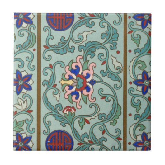Vintage chinesische Kunst Fliese (Vorderseite)