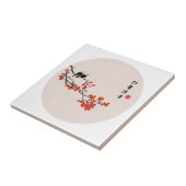 Vintage chinesische Malerei Herbstvögel Rote Blätt Fliese (Seite)