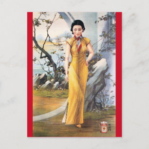 Vintage chinesische Werbefrau Postkarte