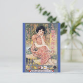 Vintage chinesische Werbung Cheongsam Beauty Postkarte (Stehend Vorderseite)