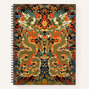Vintage-chinesischer Drache Textildruck asiatische Notizblock