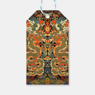 Vintage-chinesischer-Drachen-Textildruck asiatisch Geschenkanhänger