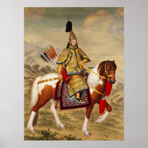 Vintage chinesischer Kaiser in goldener Rüstung Ku Poster