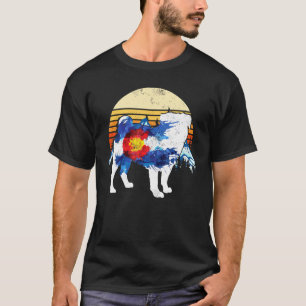 Vintage-Chinesischer-Mops-Hund Colorado-Flagge Son T-Shirt