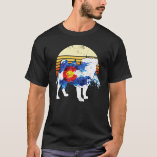Vintage-Chinesischer-Mops-Hund-Colorado-Flagge-Son T-Shirt