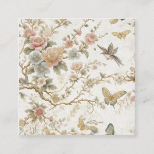 Vintage chinesisches Blumenmuster mit Kolibri Begleitkarte