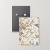 Vintage chinesisches Blumenmuster mit Kolibri Button (Vorderseite/Rückseite)