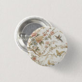 Vintage chinesisches Blumenmuster mit Kolibri Button (Vorne & Hinten)