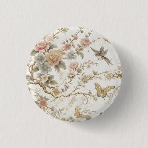 Vintage chinesisches Blumenmuster mit Kolibri Button