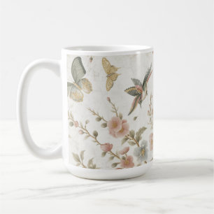 Vintage chinesisches Blumenmuster mit Kolibri Kaffeetasse