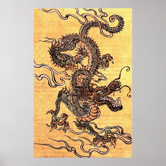 Vintage-Chinesisches-Drachen-Plakat Poster (Vorne)