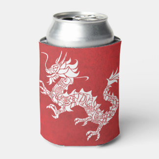 Vintage-Chinesisches-Drachen-Stammesemblem Rot Dosenkühler