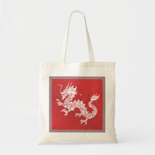 Vintage-Chinesisches-Drachen-Stammesemblem Rot Tragetasche