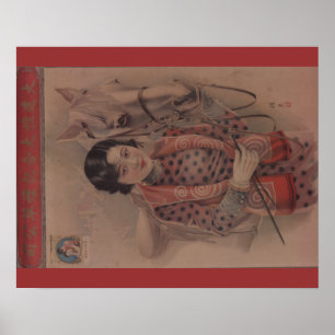Vintage chinesisches Postkartenplakat Poster