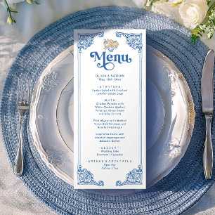 Vintage-Chinoiserie-Antikrahmen Hochzeitsdinner Menükarte
