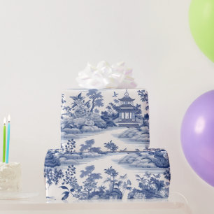 Vintage-Chinoiserie-Asienlandschaftsmalerei Geschenkpapier