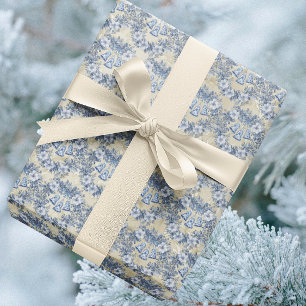 Vintage-Chinoiserie Blau Weiß Creme Weihnachten Geschenkpapier