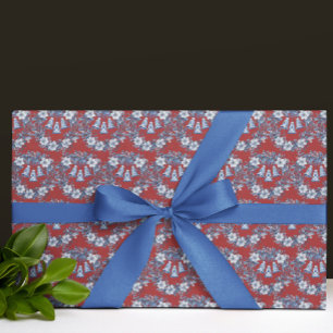 Vintage Chinoiserie Blau Weiß Grün Weihnachten Geschenkpapier