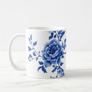 Vintage Chinoiserie Blau Weiße Schmetterlinge Blum Kaffeetasse