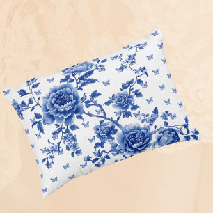 Vintage Chinoiserie Blau Weiße Schmetterlinge Rose Dekokissen