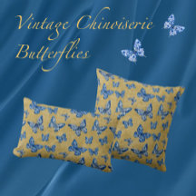 Vintage Chinoiserie Blaue Schmetterlinge verblasst