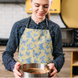 Vintage Chinoiserie Blaue Schmetterlinge verblasst Schürze