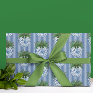 Vintage-Chinoiserie-Blue-Weiß-Teller-Feiertag Geschenkpapier