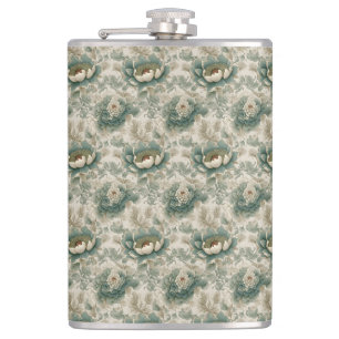 Vintage-Chinoiserie-Blumen nahtloses Muster Flachmann