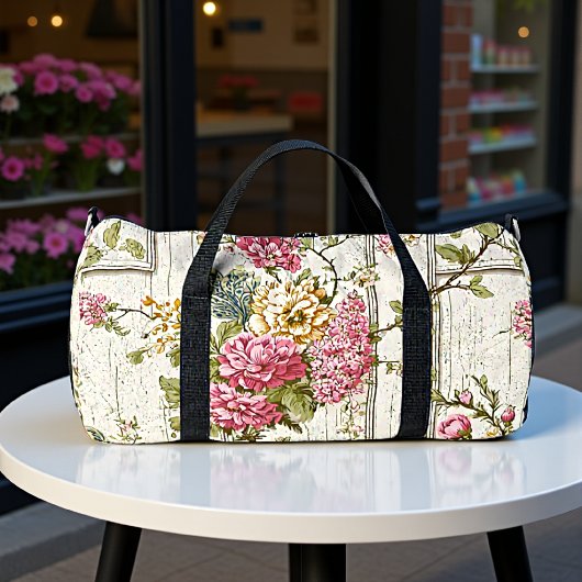 Vintage-Chinoiserie-Blumenmuster Duffle Bag