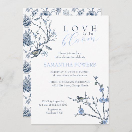 Vintage Chinoiserie Bridal Dusche Einladung (Vorne/Hinten)