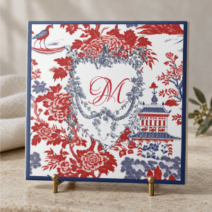 Vintage-Chinoiserie Delft Französisch rot Blau Mon Fliese