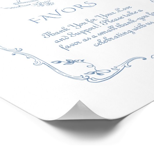 Vintage Chinoiserie Favoriten Babydusche Poster (Ecke)