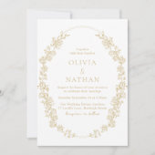Vintage Chinoiserie Gold Blumenstrauß Hochzeit Einladung (Vorderseite)