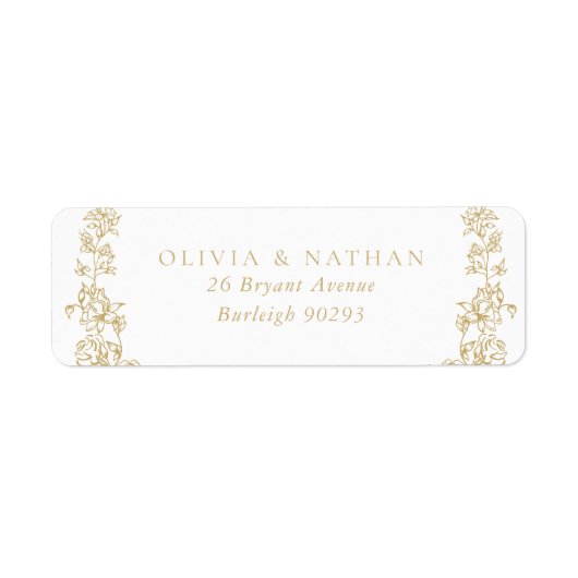 Vintage Chinoiserie Gold Wedding Rücksendeadresse (Vorne)