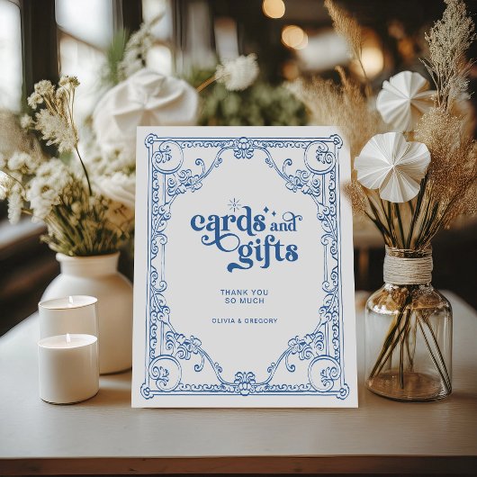 Vintage Chinoiserie Hochzeitskarten und Geschenke Sockelschild