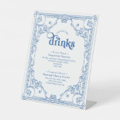 Vintage Chinoiserie Hochzeitssignatur Getränke Sockelschild (Vorderseite)