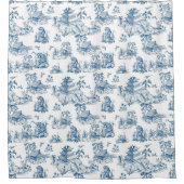 Vintage-Chinoiserie-Leopard-Pagode Navy & Weiß Duschvorhang (Vorderseite)