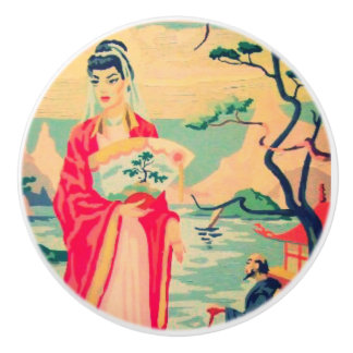 Vintage-Chinoiserie-PBN-Knopf Keramikknauf